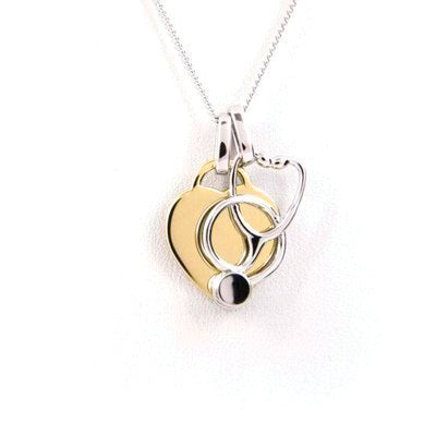 Heart and Stethoscope Necklace Yellow Gold Plated – Rutledge