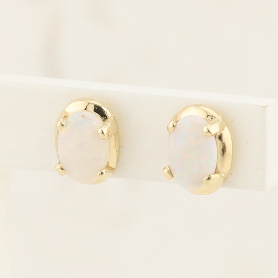 Yellow Gold Opal Earrings