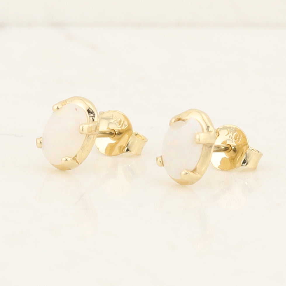 Yellow Gold Opal Earrings