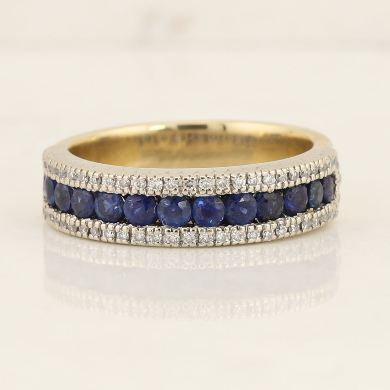 Channel Set Sapphire & Diamond Ring