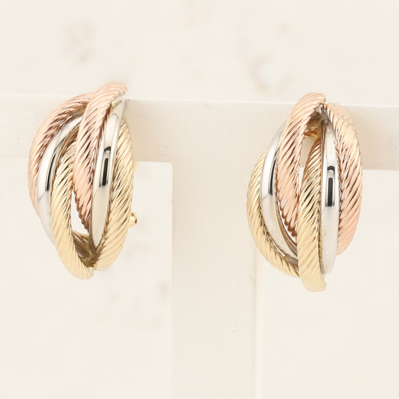 Tri Colour Omega Back Earrings