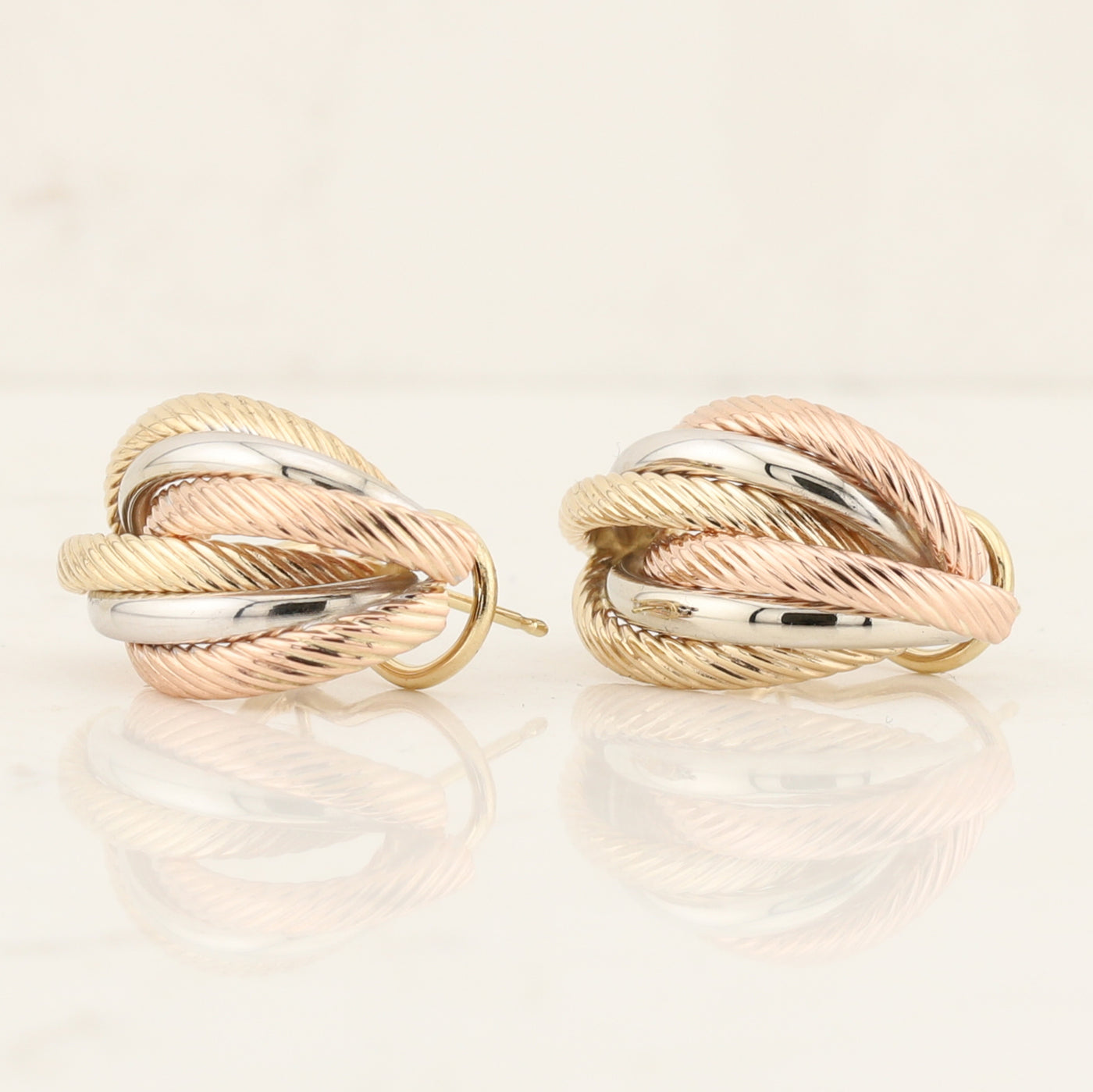 Tri Colour Omega Back Earrings