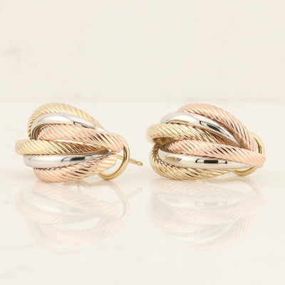 Tri Colour Omega Back Earrings