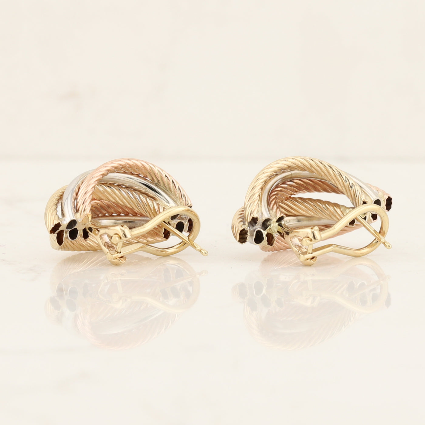 Tri Colour Omega Back Earrings