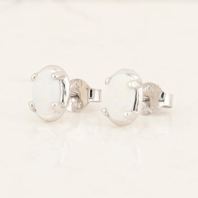 White Gold Opal Earrings