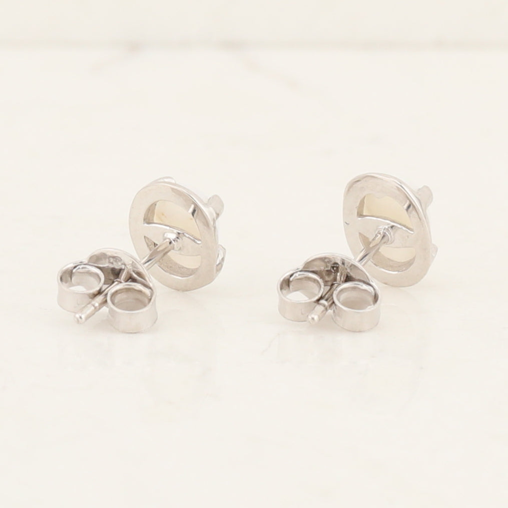 White Gold Opal Earrings
