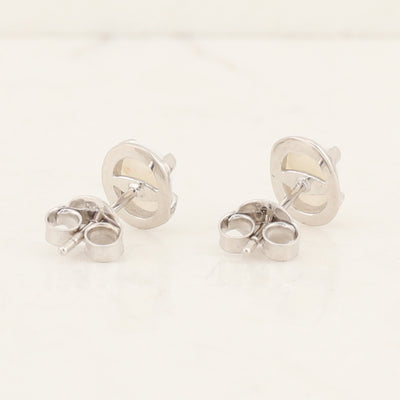 White Gold Opal Earrings
