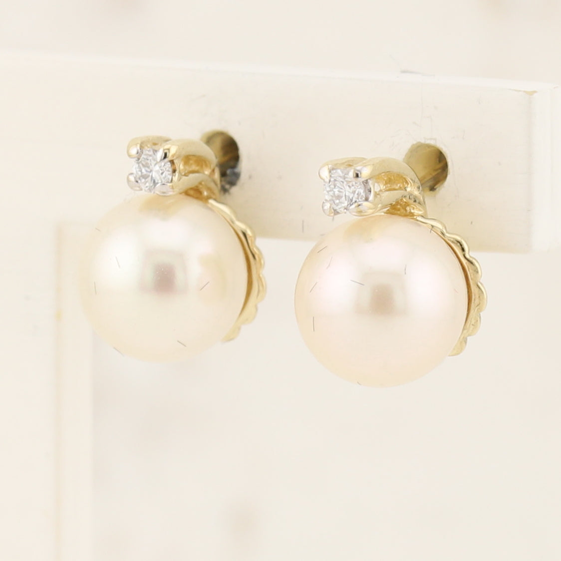 Pearl & Diamond Stud Earrings