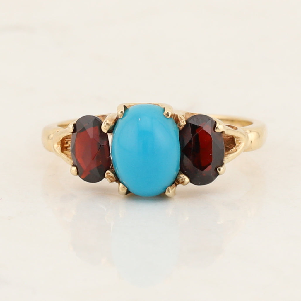Turquoise & Garnet Ring