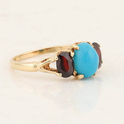 Turquoise & Garnet Ring