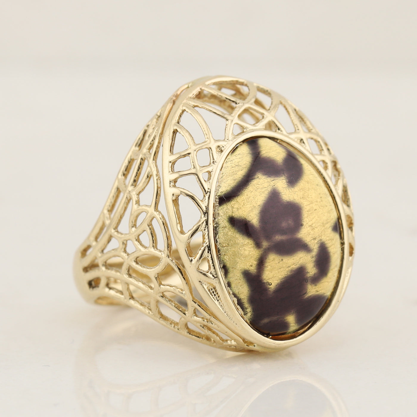 Enamel Floral Design Ring