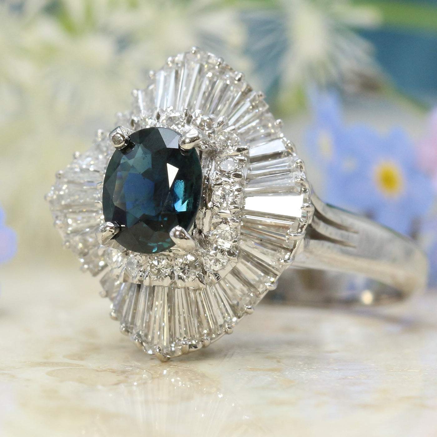 Sapphire & Diamond Ballerina Ring