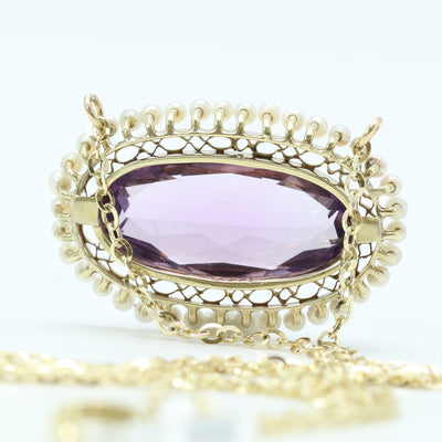 Amethyst & Seed Pearl Pendant