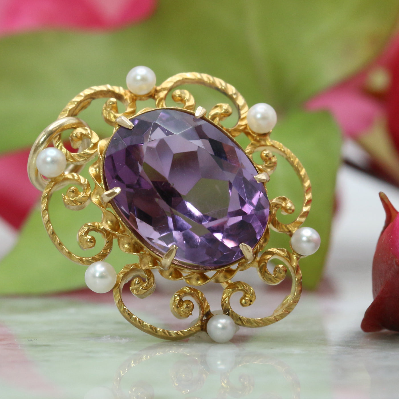 Amethyst and Seep Pearl Pendant