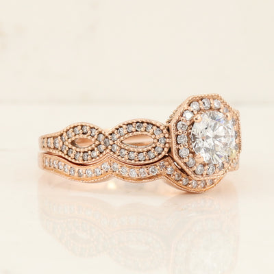14kt R/G Wedding Set