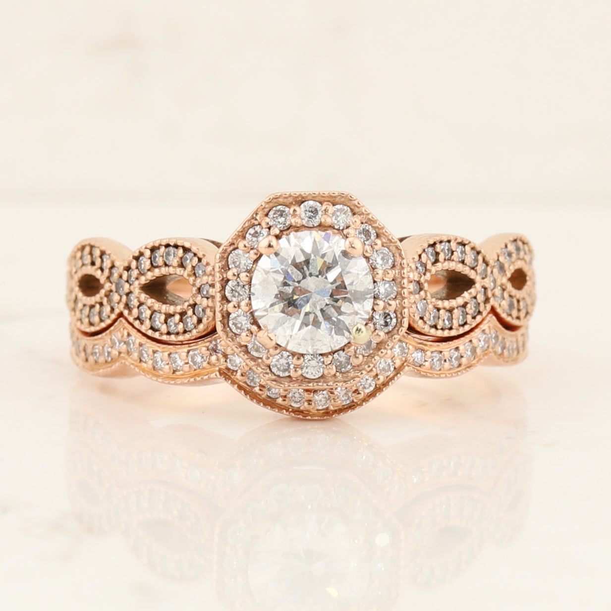 14kt R/G Wedding Set