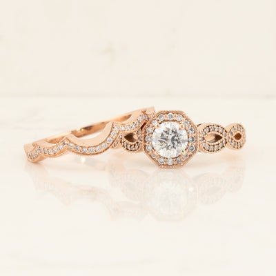 14kt R/G Wedding Set