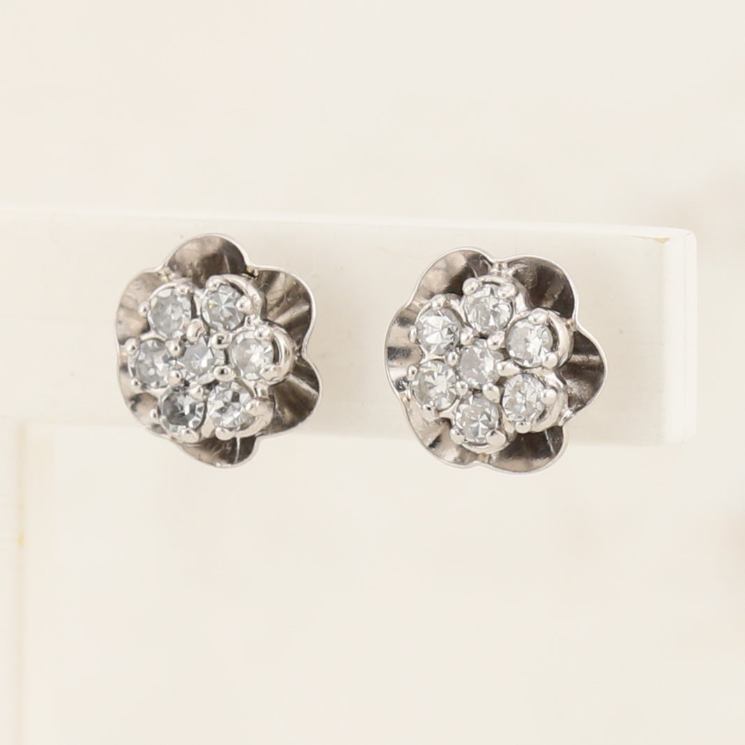 Diamond Cluster Stud Earrings