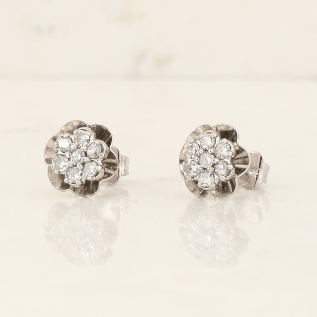 Diamond Cluster Stud Earrings