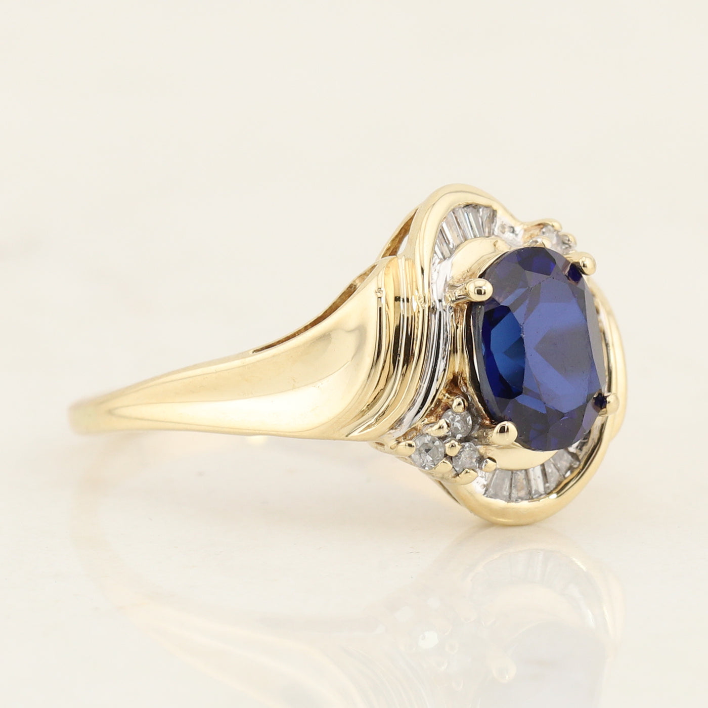 Synthetic Blue Sapphire Ring