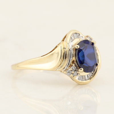 Synthetic Blue Sapphire Ring