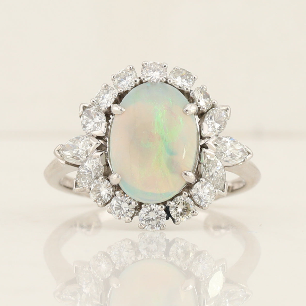 Opal & Diamond Cluster Ring