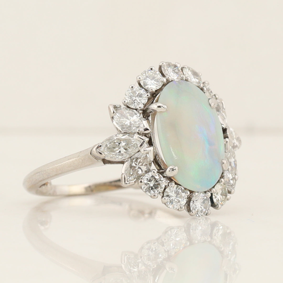 Opal & Diamond Cluster Ring