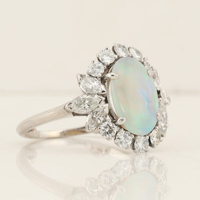 Opal & Diamond Cluster Ring