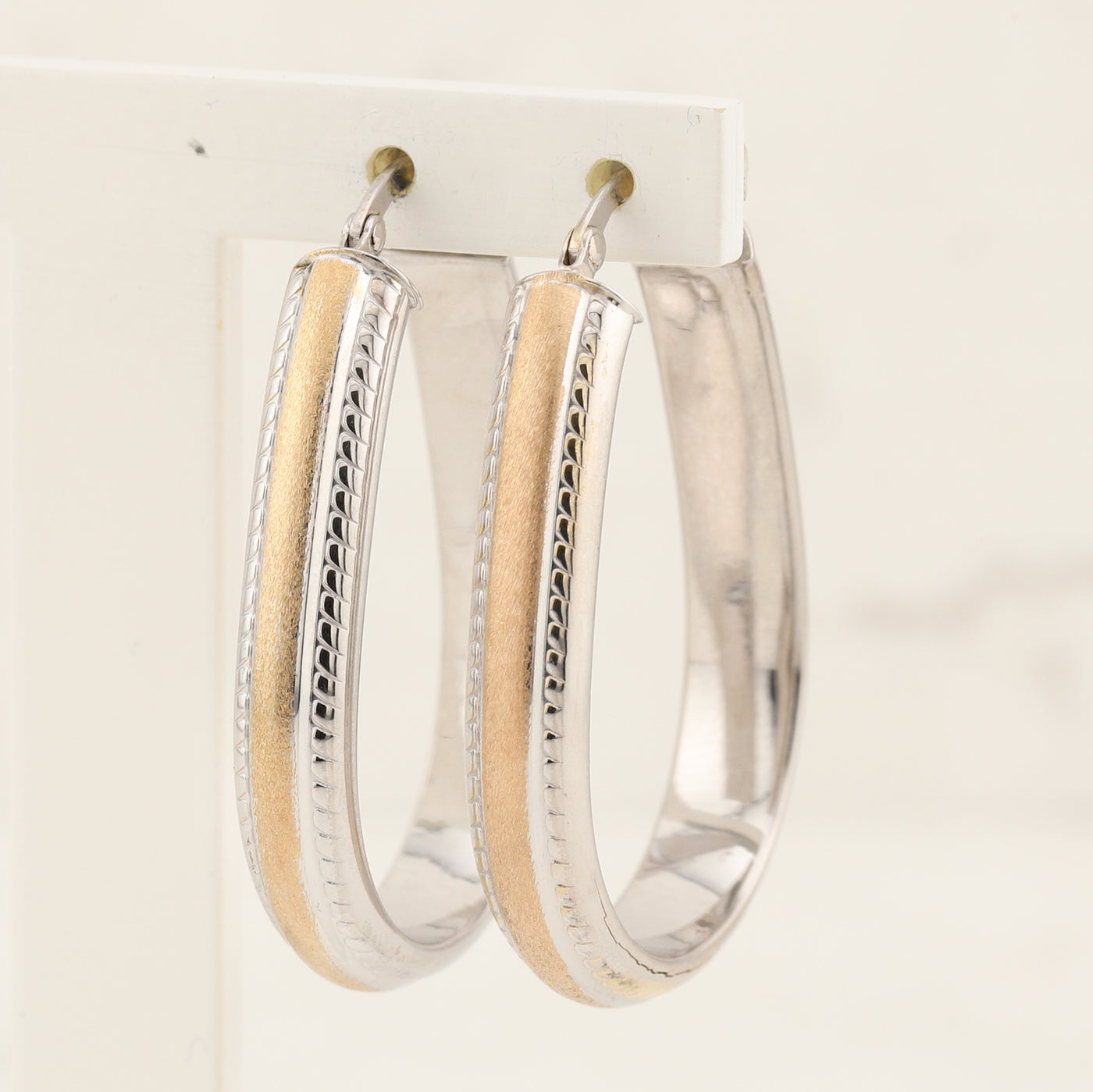 Rose & White Gold Large Hoop Earrings