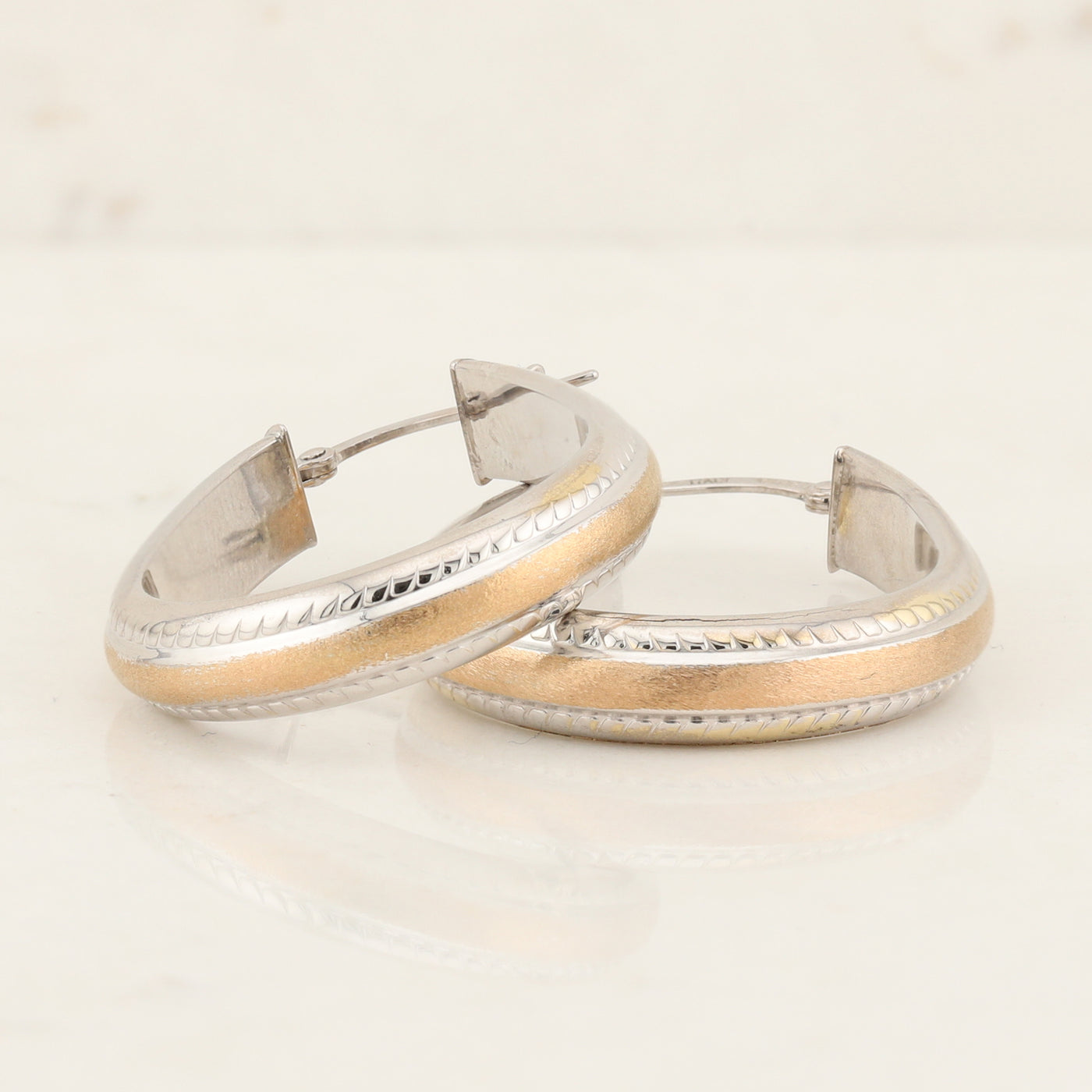 Rose & White Gold Large Hoop Earrings