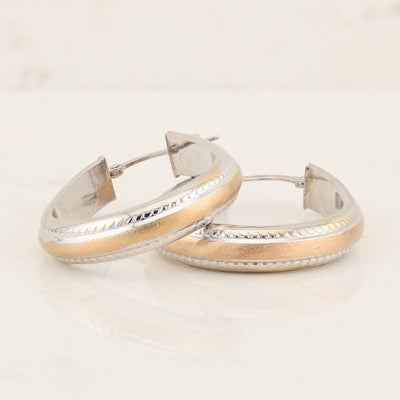 Rose & White Gold Large Hoop Earrings