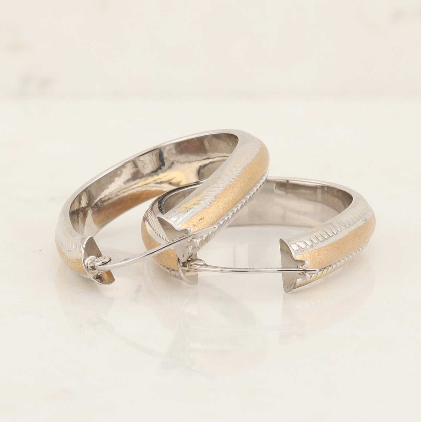 Rose & White Gold Large Hoop Earrings