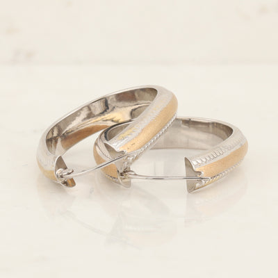 Rose & White Gold Large Hoop Earrings