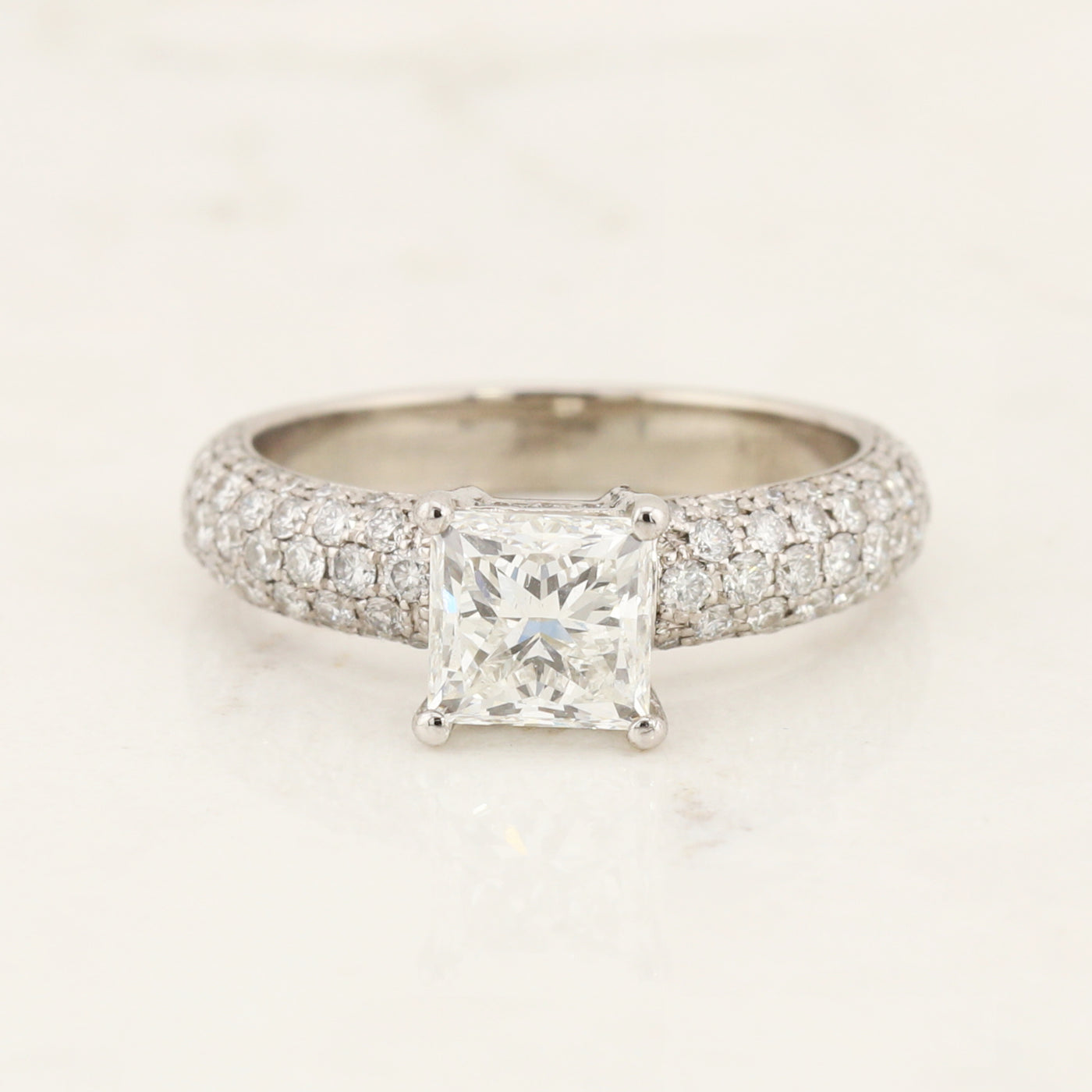 Pave setting & princess Canadian Diamond Engagement Ring