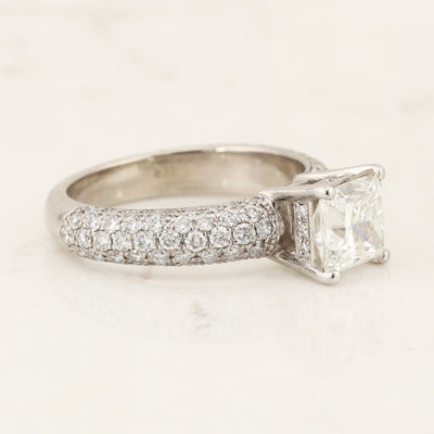 Pave setting & princess Canadian Diamond Engagement Ring