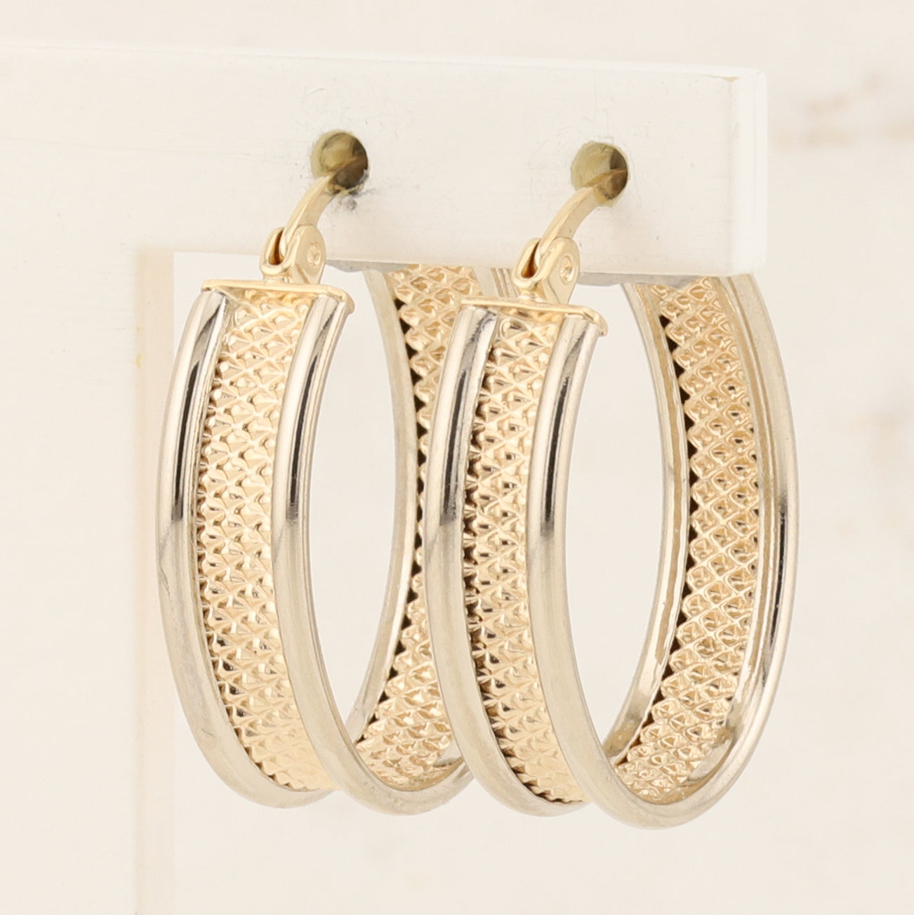 White & Yellow Hoop Earrings