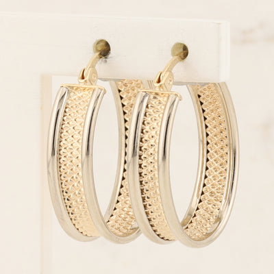 White & Yellow Hoop Earrings