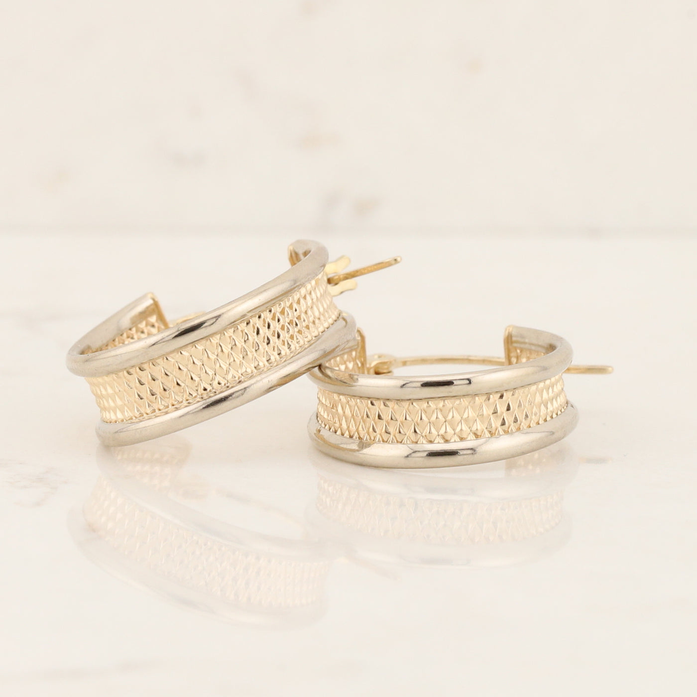 White & Yellow Hoop Earrings