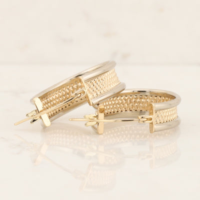 White & Yellow Hoop Earrings