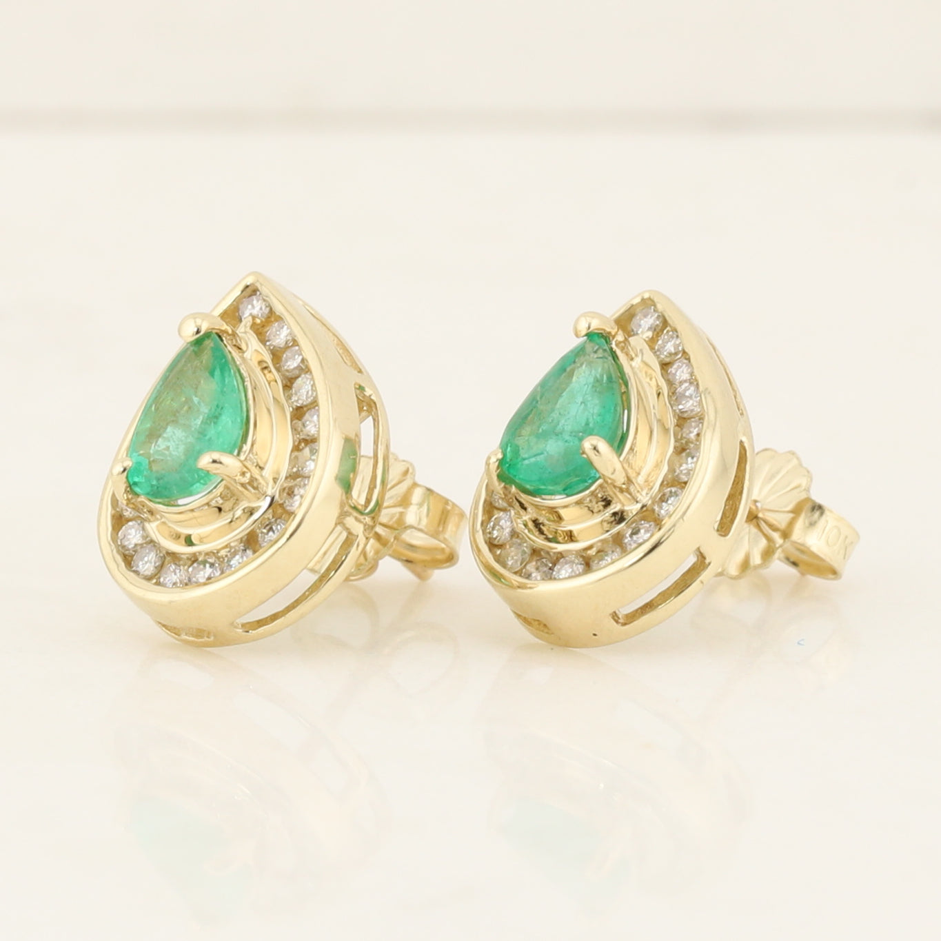 Emerald Halo Stud Earrings