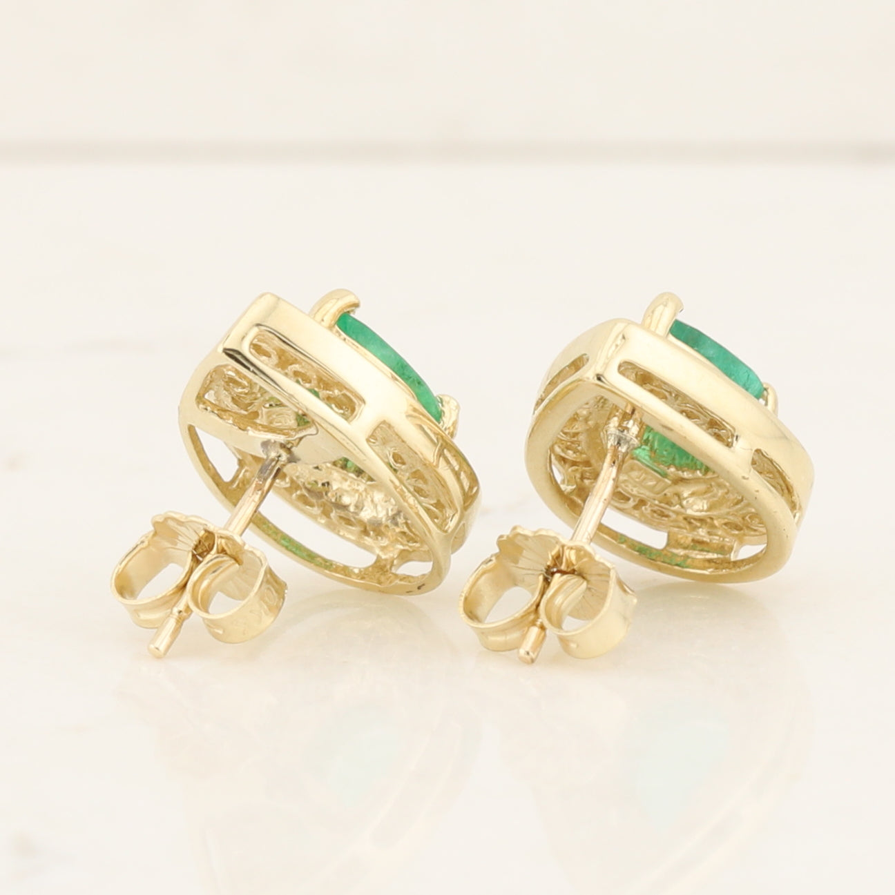 Emerald Halo Stud Earrings
