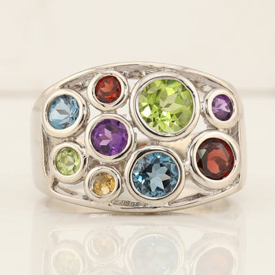Multi- coloured Semi Precious Coloured Stone Ring