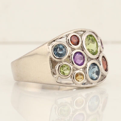 Multi- coloured Semi Precious Coloured Stone Ring