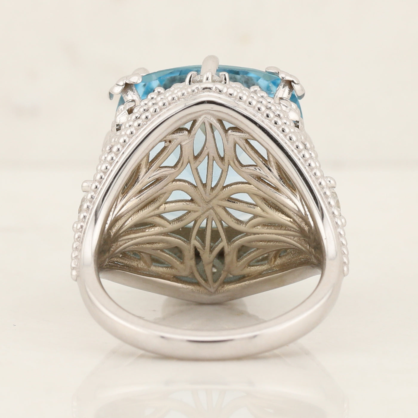 Custom Blue Topaz & Diamond Ring