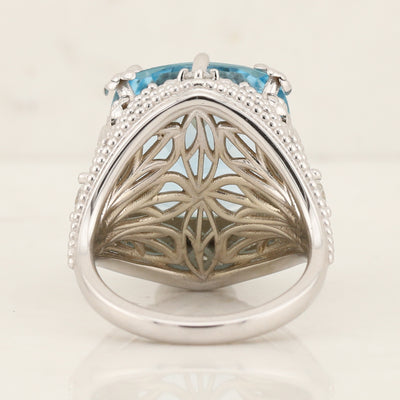 Custom Blue Topaz & Diamond Ring