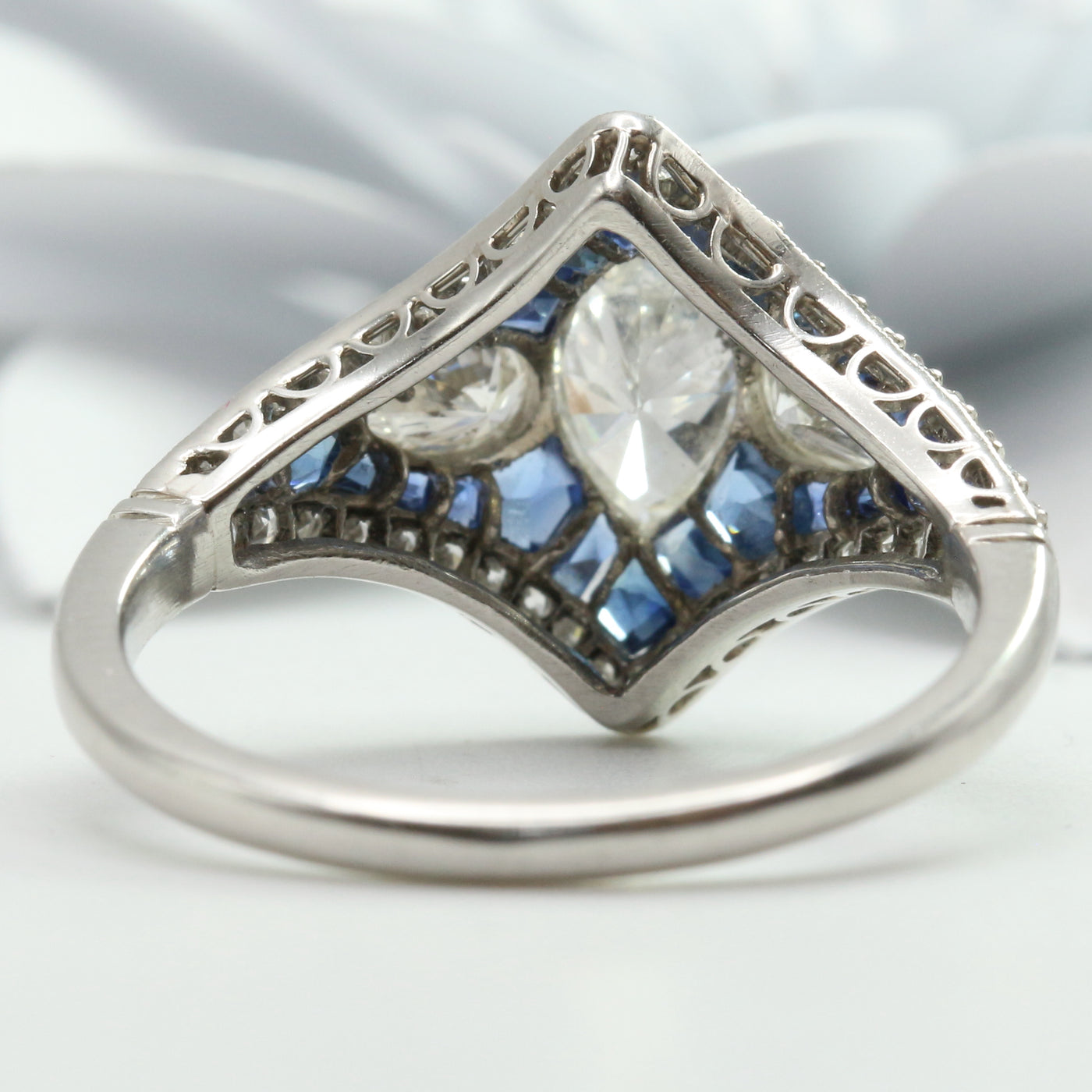 Art-deco Diamond & Sapphire Ring