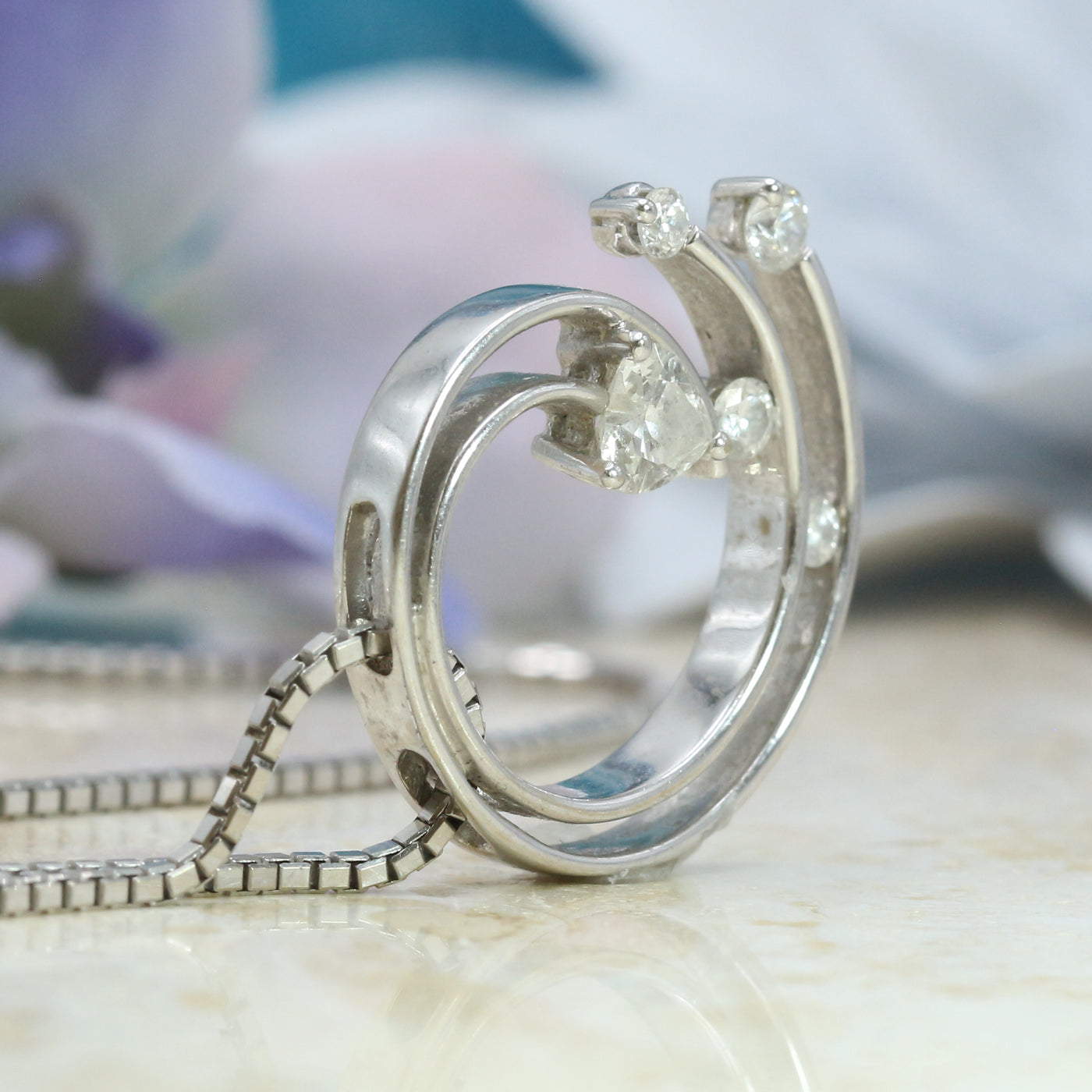 Curled Wave Diamond Pendant