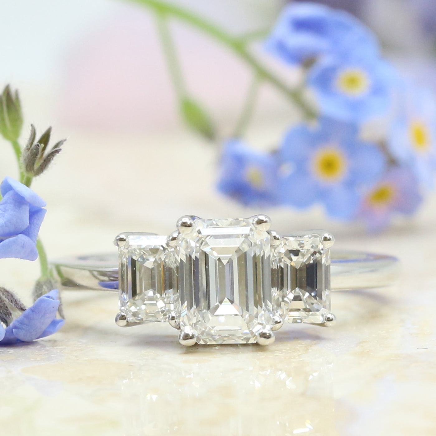 Lab Center, Mined Shoulders Diamond Ring