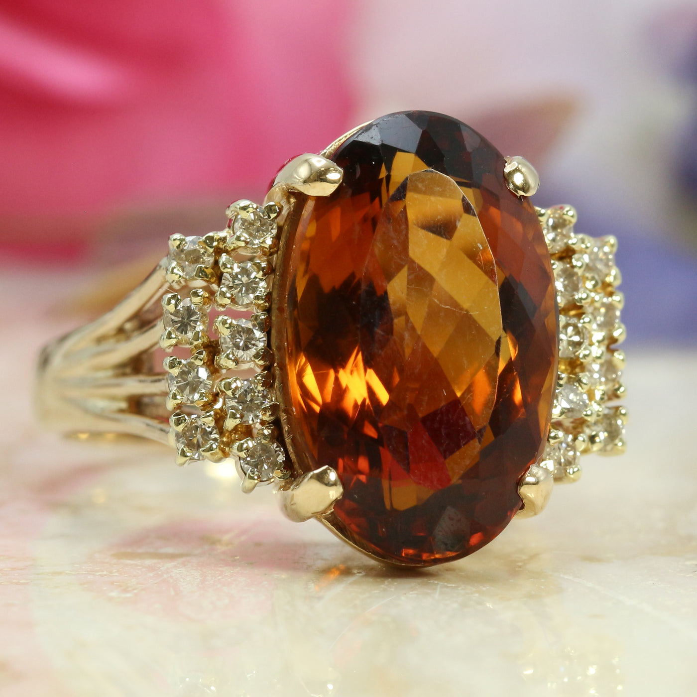 Cognac Coloured Citrine Ring