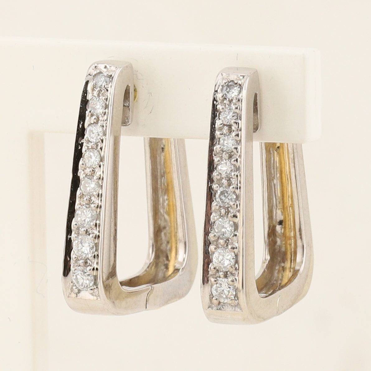 2 Tone Diamond Hoop Earrings